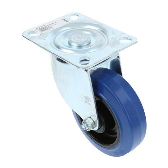 Zwenkwiel met bevestigingsplaat verzinkt met blauwe nylon, Doe-het-zelf en Verbouw, Zwenkwielen, Verzenden
