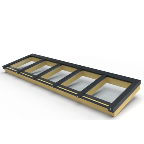 Zelfbouw lichtstraat 5 vak lessenaarsdak 4420x1100mm-Gelaagd, Doe-het-zelf en Verbouw, Overige Doe-het-zelf en Verbouw, Nieuw