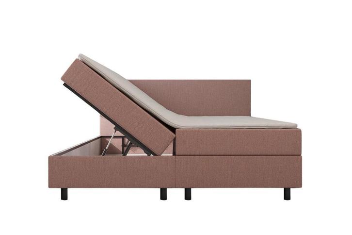 Mörgenn Opberg Boxspring Oud Roze - 160x200 cm, Huis en Inrichting, Slaapkamer | Boxsprings, Bruin, Nieuw, Verzenden