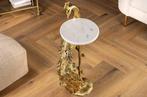 Ronde bijzettafel WILDLIFE PEACOCK 75cm Goud Antiek Wit, Huis en Inrichting, Ophalen of Verzenden, Nieuw