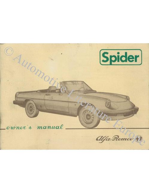 1984 ALFA ROMEO SPIDER INSTRUCTIEBOEKJE ENGELS, Auto diversen, Handleidingen en Instructieboekjes