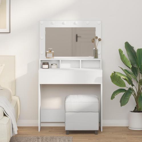 vidaXL Kaptafel met plank met opslag Wit 79 x 41 x 135 cm, Huis en Inrichting, Tafels | Kaptafels, Nieuw, Verzenden