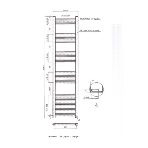 Designradiator Boss & Wessing Vertico Multirail 160x40 cm, Doe-het-zelf en Verbouw, Verwarming en Radiatoren, Ophalen of Verzenden
