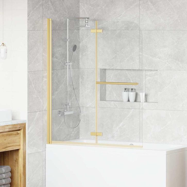 vidaXL Douche Omhulsel Goud 120 x 140 cm ESG-glas en, Doe-het-zelf en Verbouw, Sanitair, Nieuw, Verzenden