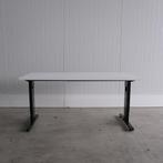 Inbus instelbaar bureau, 140x80cm, Zwart onderstel, wit blad, Ophalen of Verzenden, Gebruikt, Bureau