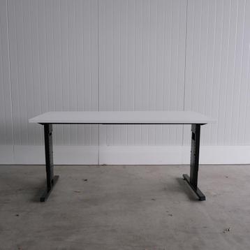 Inbus instelbaar bureau, 140x80cm, Zwart onderstel, wit blad