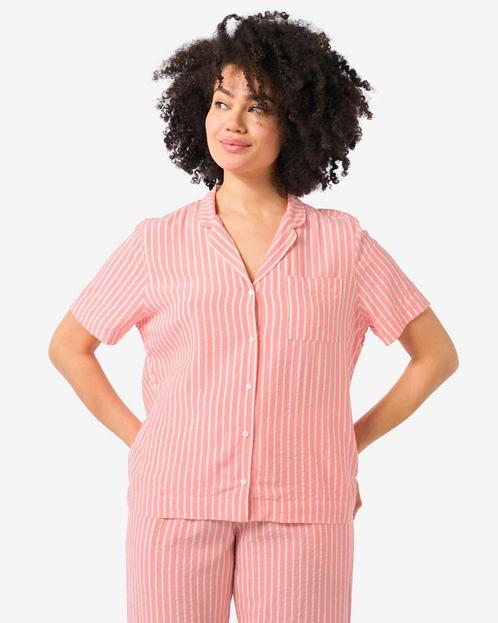 HEMA Dames pyjamatop seersucker strepen koraalroze, Kleding | Dames, Ondergoed en Lingerie, Verzenden
