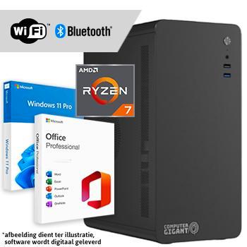Ryzen 7 compleet - WiFi + BT + Windows + Office 2024 (Word,, Computers en Software, Desktop Pc's