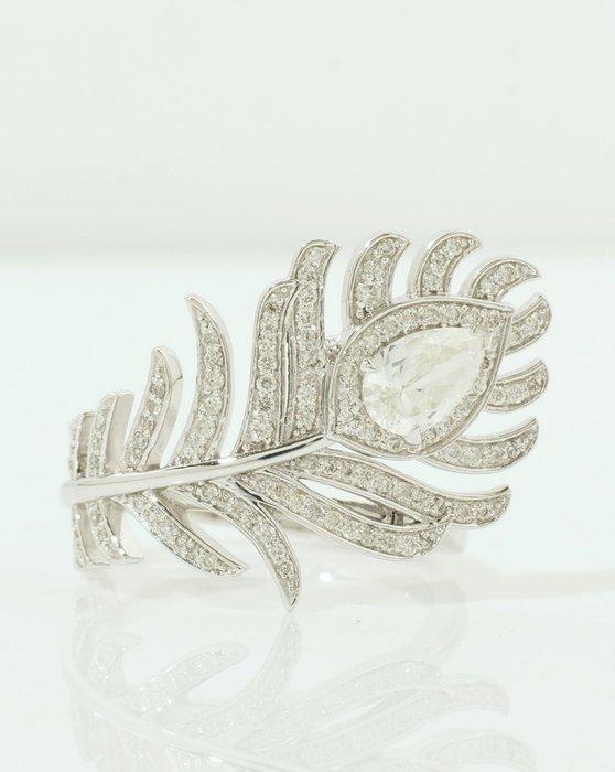 Statement ring - 14 karaat Witgoud - 0.92ct. tw. Diamant, Sieraden, Tassen en Uiterlijk, Antieke sieraden