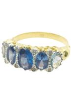 Zonder Minimumprijs - Ring - 9 kt. Geel goud, Zilver Saffier, Nieuw