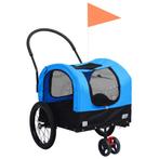 vidaXL Fietstrailer en hondenwagen 2-in-1 blauw en zwart, Dieren en Toebehoren, Overige Dieren-accessoires, Nieuw, Verzenden