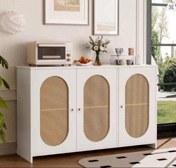 Modern Rotan Dressoir – 3 Deuren &amp; Vintage Opbergruimte, Huis en Inrichting, Keuken | Keukenelementen, Nieuw, Verzenden