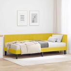 vidaXL Hoekbedframe met matras met hoofdeinde Geel 90 x 190, Verzenden, Nieuw, Hout