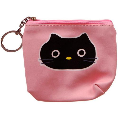 Portemonneetje rits roze met zwarte kattenkop - Cat is alway, Sieraden, Tassen en Uiterlijk, Portemonnees, Roze, Nieuw, Ophalen of Verzenden