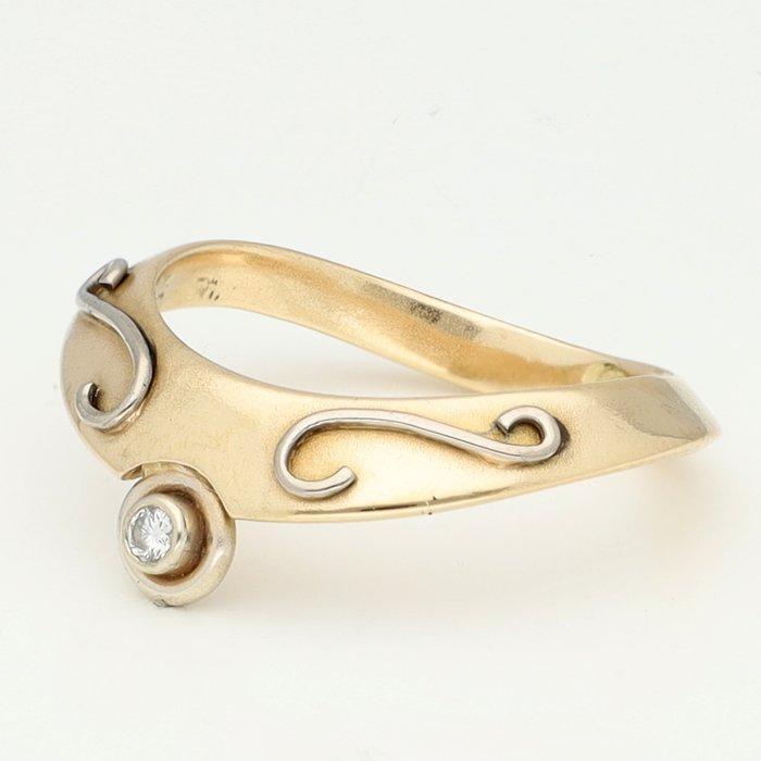 Ring - 14 karaat Geel goud, Witgoud Diamant (Natuurlijk) -, Sieraden, Tassen en Uiterlijk, Ringen