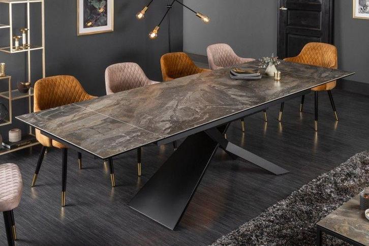 Uitschuifbare eettafel EUPHORIA 180-220-260cm taupe, Huis en Inrichting, Tafels | Eettafels, Ophalen of Verzenden