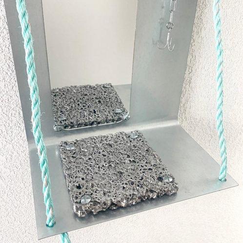 Bressolles Louis - Spiegel - Aluminium, Staal, vis touw -, Antiek en Kunst, Kunst | Designobjecten