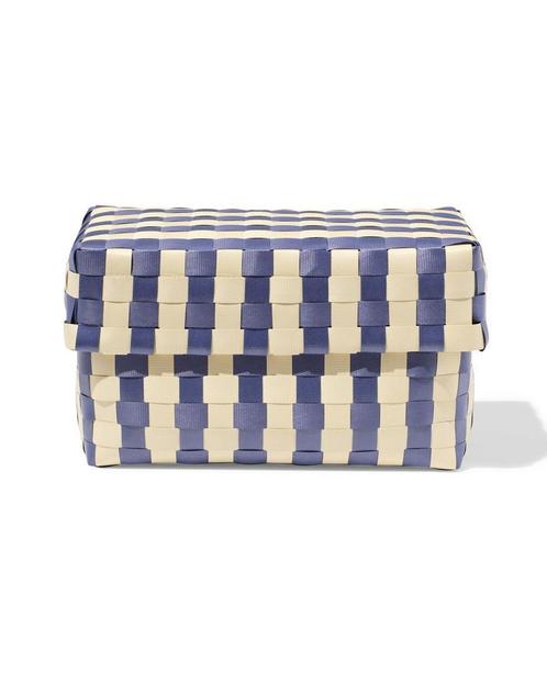HEMA Mand 20x15cm met deksel geblokt bruin, Huis en Inrichting, Kasten | Overige, Nieuw, Verzenden