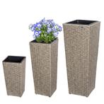Bloempotten polyrotan set van 3 stuks in creme (Partytenten), Verzenden, Nieuw