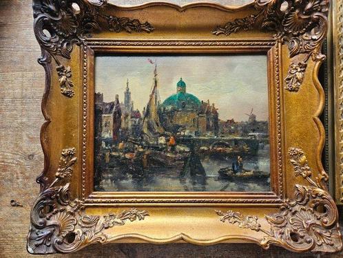 Wim Bos (1906-1974) - Gezicht op Oud Rotterdam met Lutherse, Antiek en Kunst, Kunst | Schilderijen | Klassiek
