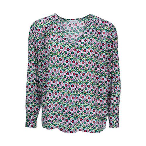 Frogbox • blouse met hexagons • 36, Kleding | Dames, Tops, Groen, Nieuw, Maat 36 (S), Verzenden