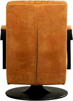 Cognac leren industriële draaifauteuil - staal zwart frame m, Huis en Inrichting, Fauteuils, Nieuw, Ophalen of Verzenden, Modern