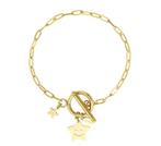 Armband smiley ster - Stainless steel + Gold plated, Verzenden, Nieuw, Goud, Staal