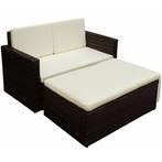 vidaXL 2-delige Loungeset met kussens poly rattan bruin, Tuin en Terras, Tuinsets en Loungesets, 2 zitplaatsen, Nieuw, Loungeset