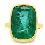 Ring - 14 karaat Geel goud - 9.82ct. tw. Smaragd, Sieraden, Tassen en Uiterlijk, Ringen, Nieuw