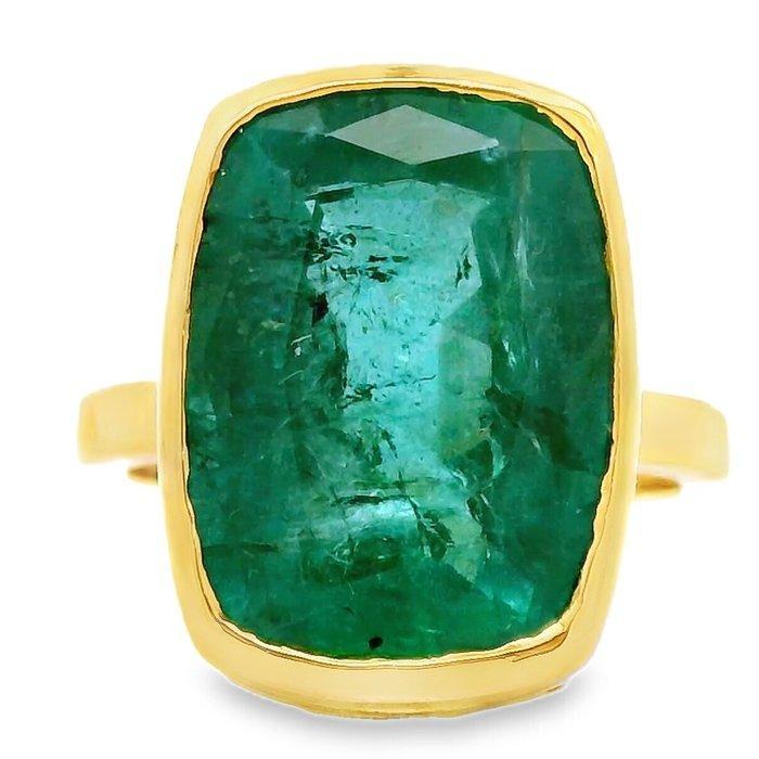 Ring - 14 karaat Geel goud - 9.82ct. tw. Smaragd, Sieraden, Tassen en Uiterlijk, Ringen