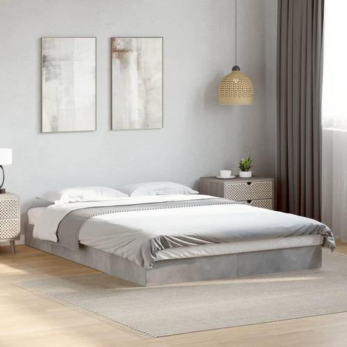 vidaXL Bedframe bewerkt hout betongrijs 120x190 cm, Huis en Inrichting, Slaapkamer | Bedden, 120 cm, 190 cm of minder, Grijs, Twijfelaar