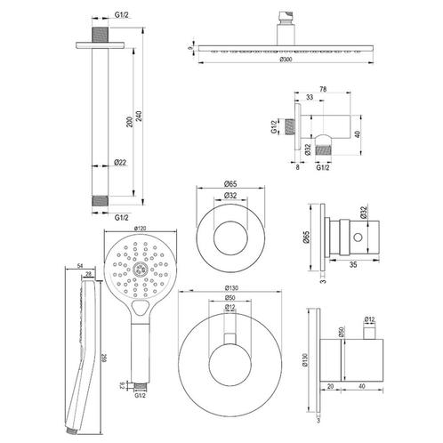 Thermostatisch Inbouwdoucheset Brauer Copper 30cm, Doe-het-zelf en Verbouw, Sanitair, Ophalen of Verzenden