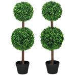 TRUUSK Set van 2 Kunstmatige Buxus Planten - 90 cm met Dubbe, Huis en Inrichting, Verzenden