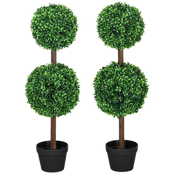 TRUUSK Set van 2 Kunstmatige Buxus Planten - 90 cm met Dubbe, Huis en Inrichting, Stoffering | Behang, Verzenden