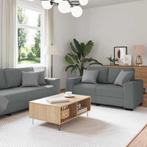 vidaXL 3-delige Loungeset met kussens stof donkergrijs, Verzenden, Nieuw, Vierpersoons of meer, Stof
