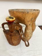 Kruk (2) - met de hand gesneden hout - Fles krukje Ethiopië