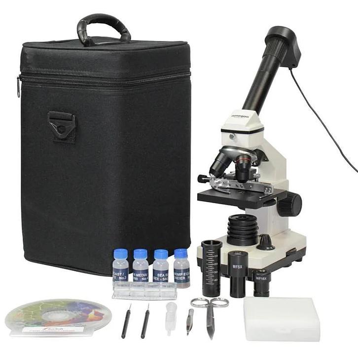Omegon MonoView microscoopset 1200x met camera, Audio, Tv en Foto, Optische apparatuur | Microscopen, Biologische microscoop, 1000x of meer