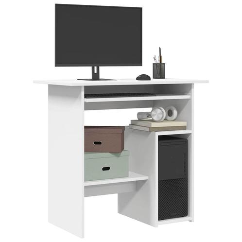 vidaXL Bureau 80x45x74 cm bewerkt hout wit, Huis en Inrichting, Bureaus, Nieuw, Verzenden