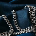 Zilveren gourmetschakel ketting | 95 cm (heren ketting), Ophalen of Verzenden, Gebruikt, Overige kleuren, Zilver