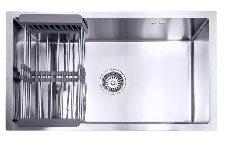 Spoelbak met droogrek keuken wasbak gootsteen 74x44x20cm rvs, Huis en Inrichting, Keuken | Keukenelementen, 25 tot 50 cm, Overige kleuren