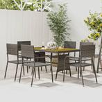 vidaXL 7-delige Tuinset poly rattan grijs, 6 zitplaatsen, Nieuw, Tuinset, Verzenden