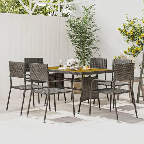 vidaXL 7-delige Tuinset poly rattan grijs, Tuin en Terras, Tuinsets en Loungesets, Tuinset, Nieuw, 6 zitplaatsen, Rotan, Verzenden