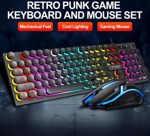 Gaming toetsenbord met gaming muis, Computers en Software, Toetsenborden, Nieuw, Qwerty, Ergonomisch, Opvouwbaar, Toetsenbord en muis-set