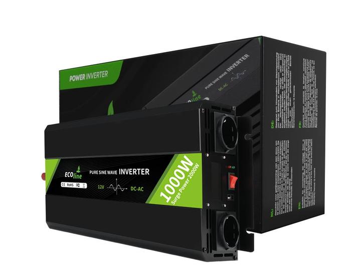 Omvormer 12V Naar 220V / 230V - 1000w  - Zuivere sinus, Auto-onderdelen, Elektronica en Kabels, Nieuw, Verzenden