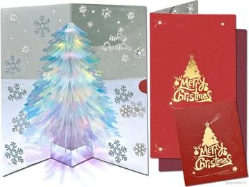 Kerstkaart fonkelende kerstboom 3D pop-up kaart beschikbaar voor biedingen