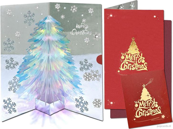 Kerstkaart fonkelende kerstboom 3D pop-up kaart, Diversen, Wenskaarten, Verzenden