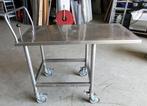 RVS Tafel op wielen, Transportwagen, B110 x D55 x H80cm