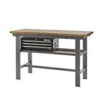 Werkbank grijs 150 cm met hardhouten blad en, Doe-het-zelf en Verbouw, Werkbanken, Ophalen of Verzenden, Nieuw