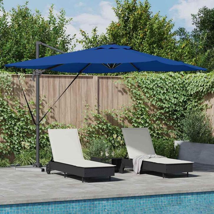vidaXL Parasol azuurblauw 286 x 285 x 270 cm Aluminium, Tuin en Terras, Parasols, Nieuw, 2 tot 3 meter, Verzenden