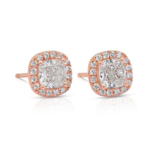 Oorbellen - 18 karaat Roségoud - 2.11ct. tw. Diamant, Sieraden, Tassen en Uiterlijk, Oorbellen